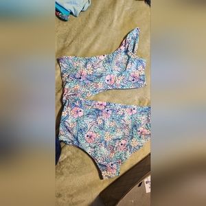 Floral One-Shoulder Women Swim One Piece